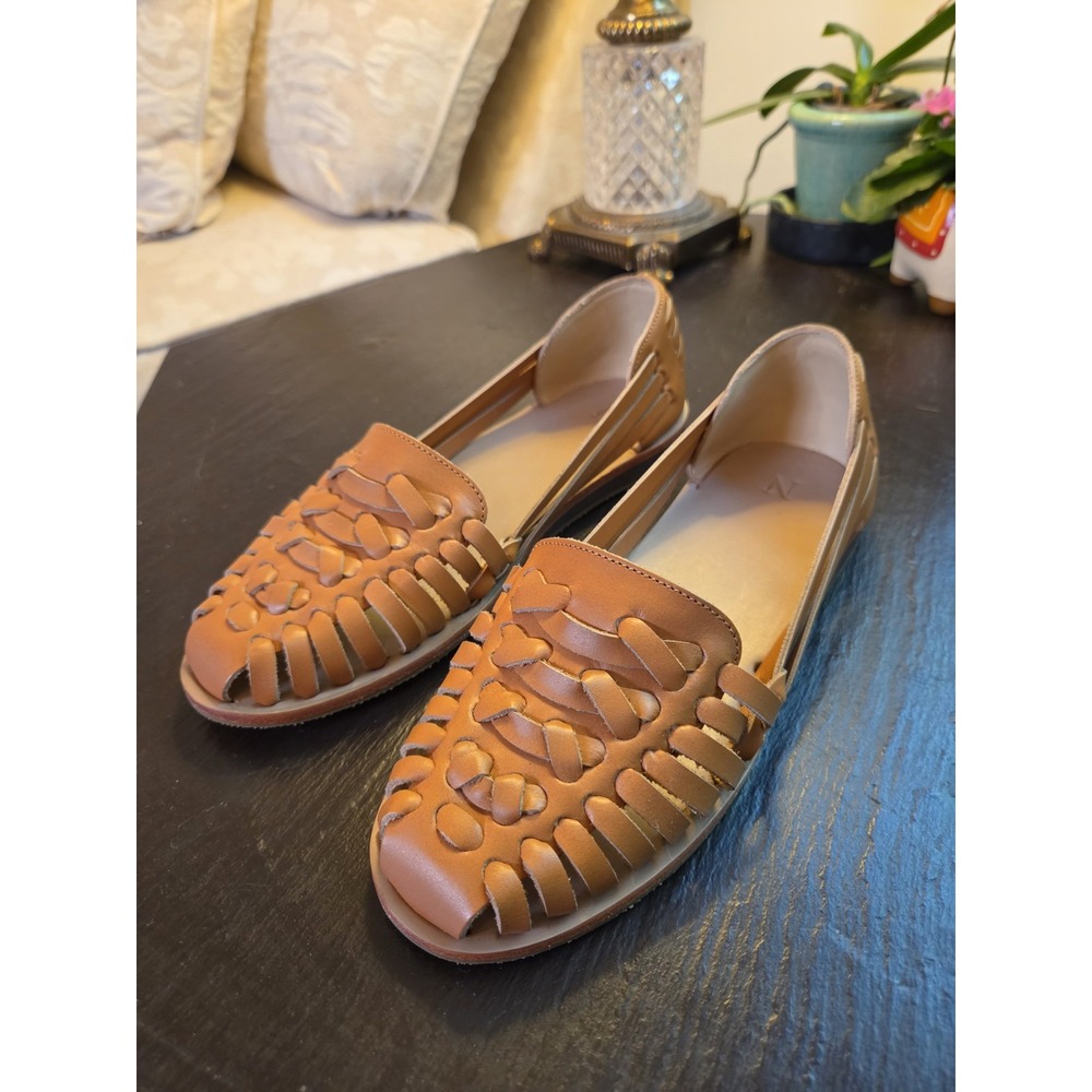 Nisolo Wmns Leather Huarache Strappy Flat Sandal Tan Size 6.5M NEW! $138